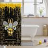 Cartoon Hornet Kids Shower Curtains,Insect Geometric Honeycomb Hexagon Bathroom Curtains for Boys Girls Adults,Flowers Geometric Black Golden Waterproof Curtains,12 Hooks Suits,72" W x 78" L view 3