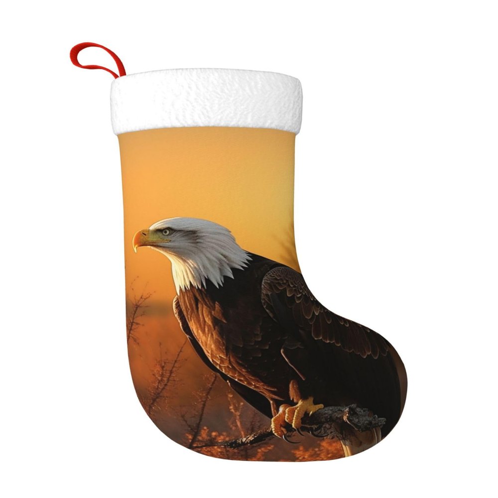 BTCOWZRV Personalized Golden Sunset Bald Eagle Christmas Stockings 18" Large Stockings Santa Classic Xmas Fireplace Hanging Stockings for Family Stocking Gifts Holiday Decoration Season Party Decor
