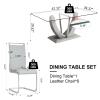 Ebullient 67" Glass Dining Table Set for 6, Modern Dining Room Table Set for 6, 0.39 Thick Tempered Glass Table Top and Durable MDF Base, with 6 PU Leather Upholstered Dining Chairs view 3