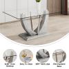 Ebullient 67" Glass Dining Table Set for 6, Modern Dining Room Table Set for 6, 0.39 Thick Tempered Glass Table Top and Durable MDF Base, with 6 PU Leather Upholstered Dining Chairs view 4