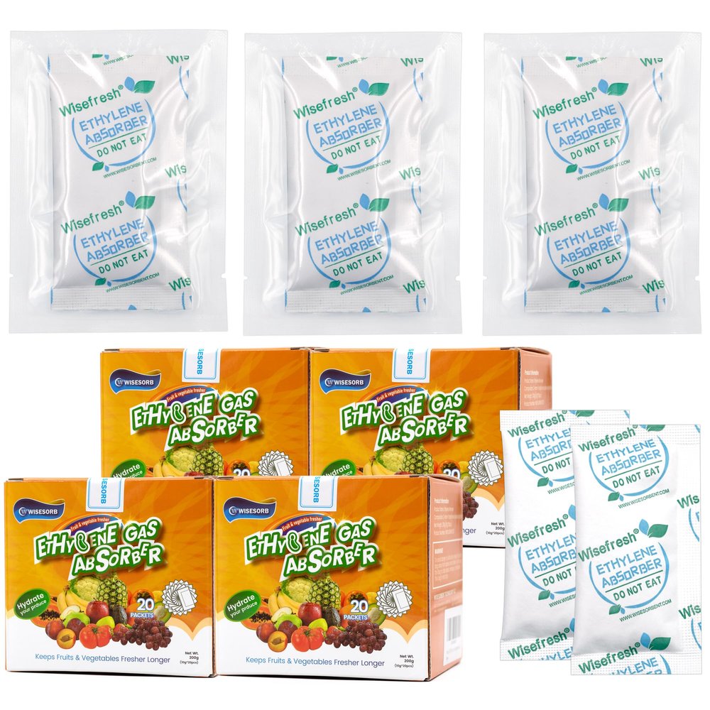 Wisesorb 80PCS 10 Gram Ethylene Gas Absorber Packet, Vegetable & Fruit Fresh Produce Protector, Food Freshness Extender, Fresh Fruit Preserver, Vegetable Saver