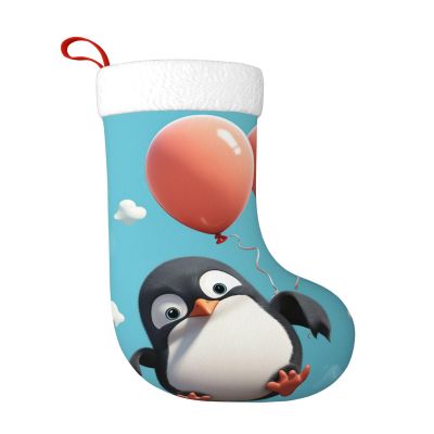 BTCOWZRV Personalized Cute Penguin with Balloon Christmas Stockings 18" Large Stockings Santa Classic Xmas Fireplace Hanging Stockings for Family Stocking Gifts Holiday Decoration Season Party Decor