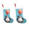 BTCOWZRV Personalized Cute Penguin with Balloon Christmas Stockings 18" Large Stockings Santa Classic Xmas Fireplace Hanging Stockings for Family Stocking Gifts Holiday Decoration Season Party Decor view 3