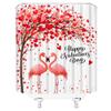 YSSFAV Happy Valentine's Day Shower Curtain Pink Flamingos Red Heart Romantic Lover Couple Bathroom Decor Curtains Set with Hooks view 2
