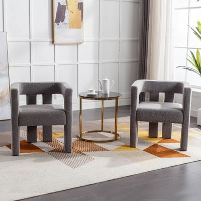 Topjia Modern Barrel Dining Chairs Set of 2,Velvet Upholstered Accent Side Chair with Arms Comfy Makeup Vanity Chairs,Back Comfy Side Chair,Lounge Arm Chair for Kitchen Living Room Chairs, 1713301