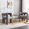 Topjia Modern Barrel Dining Chairs Set of 2,Velvet Upholstered Accent Side Chair with Arms Comfy Makeup Vanity Chairs,Back Comfy Side Chair,Lounge Arm Chair for Kitchen Living Room Chairs, 1713301 view 3