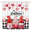 YSSFAV Happy Valentine's Day Shower Curtain Cute Gnomes Black White Plaid Romantic Love Couple Bathroom Decor Curtains Set with Hooks view 1