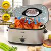 Sunvivi Outdoor 26 Quart Roaster Oven, Electric Roaster with Visible Self-Basting Lid, Removable Pan & Rack, Turkey Roaster Oven with Defrost & Warm Function, Stainless Steel, Silver view 2