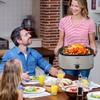 Sunvivi Outdoor 26 Quart Roaster Oven, Electric Roaster with Visible Self-Basting Lid, Removable Pan & Rack, Turkey Roaster Oven with Defrost & Warm Function, Stainless Steel, Silver view 3