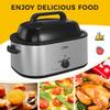 Sunvivi Outdoor 26 Quart Roaster Oven, Electric Roaster with Visible Self-Basting Lid, Removable Pan & Rack, Turkey Roaster Oven with Defrost & Warm Function, Stainless Steel, Silver view 4