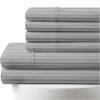 25" Extra Deep Pockets 6-PC Sheet Set - 1000 Thread Count, 100% Egyptian Cotton [1 Flat, 1 Fitted, 4 Pillowcases] 1000-TC Soft Long Staple Cotton - Twin-XL Size, Light Grey Stripe Color view 1