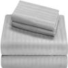25" Extra Deep Pockets 6-PC Sheet Set - 1000 Thread Count, 100% Egyptian Cotton [1 Flat, 1 Fitted, 4 Pillowcases] 1000-TC Soft Long Staple Cotton - Twin-XL Size, Light Grey Stripe Color view 3