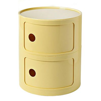 Round Nightstand with Drawers,Small Bedside Table with Storage,Round Storage Cabinet with Sliding Door,Modern End Table Side Table,Plastic Bedside Table Chest for Living Room Bedroom Bathroom