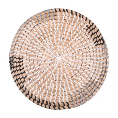 uxcell Wall Basket Decor, Natural Woven Seagrass Flat Basket, Wall Hanging Decorative Basket, Bohemian Wall Art for Living Room Bedroom (25cm - Style 10)