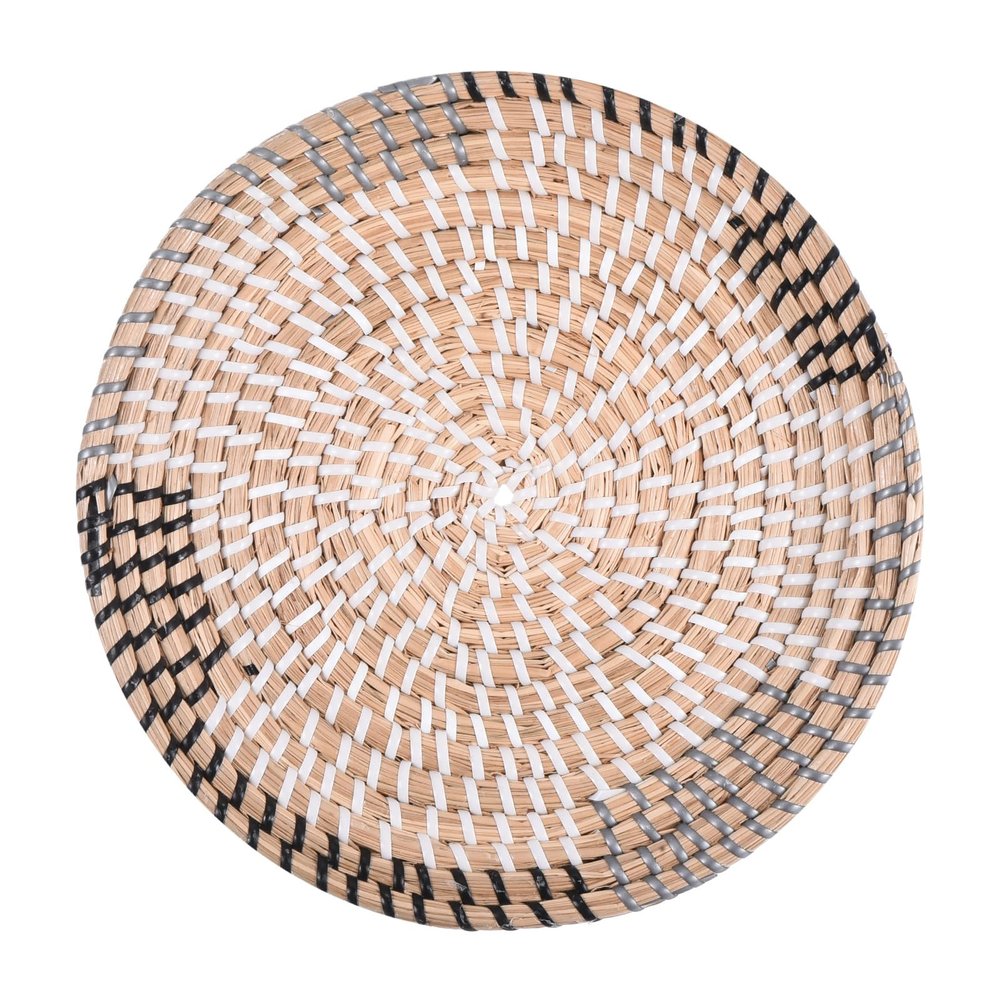 uxcell Wall Basket Decor, Natural Woven Seagrass Flat Basket, Wall Hanging Decorative Basket, Bohemian Wall Art for Living Room Bedroom (25cm - Style 10)