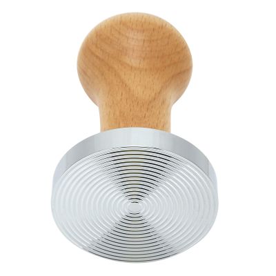 Tamper, Coffee Tamper,58mm Coffee Tamper Espressos Press with Tamper Mat 304 Stainless Steel Flat Base Wooden Handle Hammer for Coffee Grounds Barista Espressos Machines Accessories(Thread)