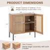 CLEEMAN Rattan Buffet Cabinet Set of 2, Wood Sideboard Cabinet with 3-Positon Adjustable Shelf & Metal Legs, Accent Cabinet for Living Room, Entryway, Dining Room & Kitchen view 3