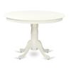 HomeStock Round Dining Table Set 3pc - 42 Inch Table & 2 Parsons Chairs - Linen White Legs - Dark Shitake Fabric view 2