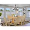 HomeStock Dining Room Set 7Pc Table & Chairs - Modern Design, Oak Finish, Linen Fabric, Dark Khaki view 1