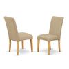 HomeStock Dining Room Set 7Pc Table & Chairs - Modern Design, Oak Finish, Linen Fabric, Dark Khaki view 3