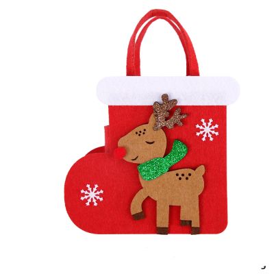 Yukihira New Felt Christmas Tote Bag Christmas Eve Apple Bag Christmas Decorations Cartoon Elk Candy Bag