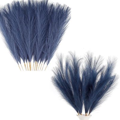 Acfruits Blue Pampas Grass Small and Large Fluffy 20Pcs 21.7'' with 6Pcs 27.6 Inch