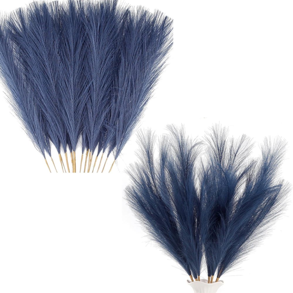 Acfruits Blue Pampas Grass Small and Large Fluffy 20Pcs 21.7'' with 6Pcs 27.6 Inch
