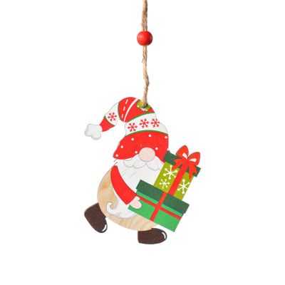 Christmas Decorations Painted Wooden Pendant Christmas Tree Faceless Old Rudolf Christmas Pendant