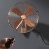Metal Retro Wall Fan,3 Speed Mechanical / Remote Control Wall-mounted Fan,Left and right oscillating head wall mounted fan for Industrial,Commercial,Residential (18 inch, Red bronze remote control) view 1