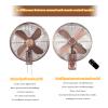 Metal Retro Wall Fan,3 Speed Mechanical / Remote Control Wall-mounted Fan,Left and right oscillating head wall mounted fan for Industrial,Commercial,Residential (18 inch, Red bronze remote control) view 2