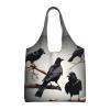 BREAUX Black Crow Birds On A Branch Canvas Tote Bag, Beautiful Tote Bag, Women'S Printed Shopping Bag, Reusable Shopping Bag. view 1