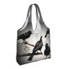 BREAUX Black Crow Birds On A Branch Canvas Tote Bag, Beautiful Tote Bag, Women'S Printed Shopping Bag, Reusable Shopping Bag. view 2