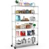 6 Tier NSF Wire Shelf Shelving Unit, 18 x 48 x 82 In 6000lbs Capacity Heavy Duty Adjustable Storage Metal Rack with Wheels/Leveling Feet & Shelf Liners, Ideal for Garage, Kitchen, and More - Chrome view 1