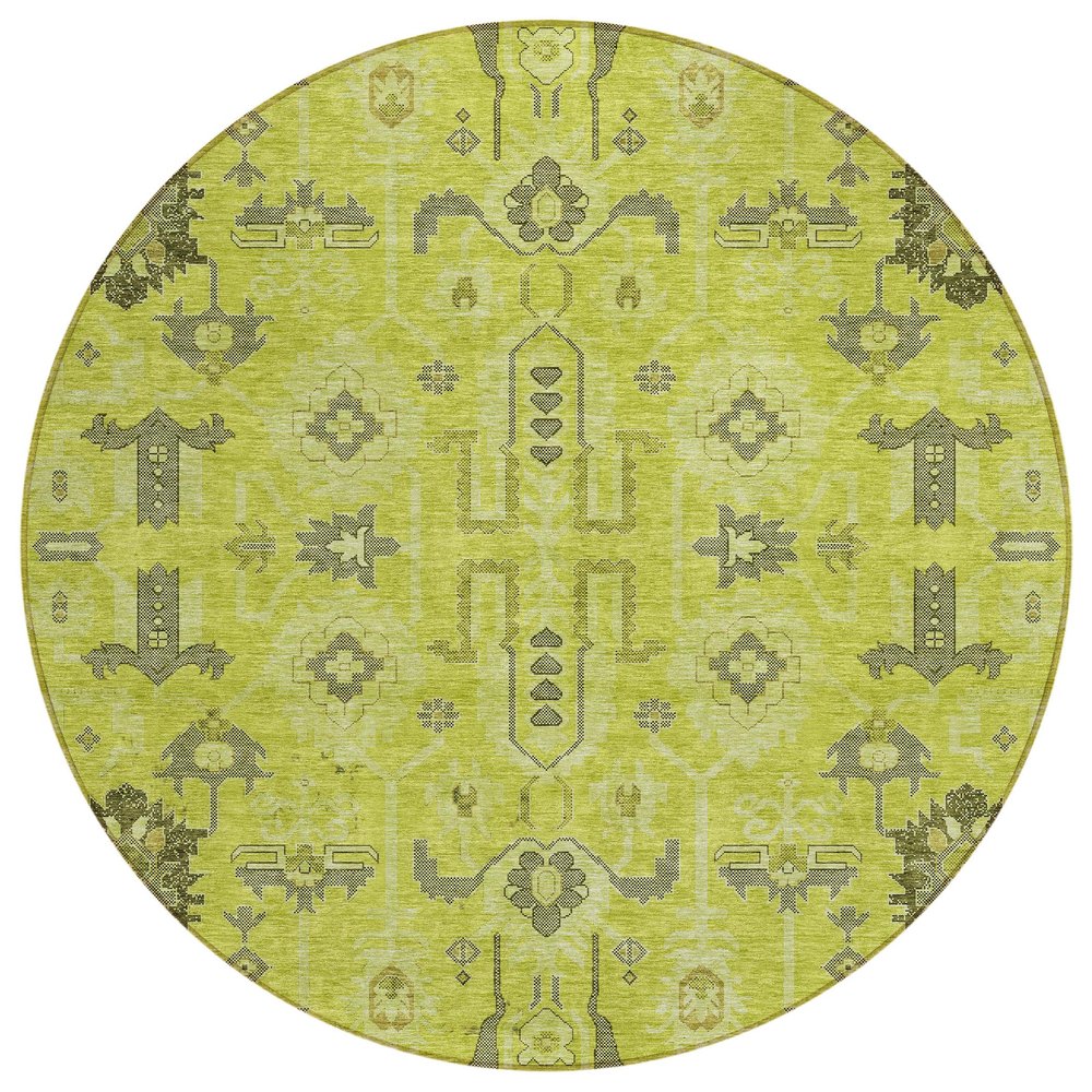 Addison Rugs Chantille ACN697 Aloe 8' x 8' Indoor Outdoor Round Area Rug, Easy Clean, Machine Washable, Non Shedding, Bedroom, Entry, Living Room, Dining Room, Kitchen, Patio Rug
