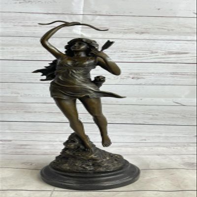 Art Deco Diana The Huntress Signed Bronze Statue Figurine HOT CAST Girl Figure Gift Home Deal by Finery Bronze