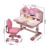 Children Learning Desk and Chair Set Pink Desk Set Height Adjustable with Drawers and Storage Compartments Curved Desktop Cartoon Learning Desks and Chairs Reading/Learning/Writing for Girls (Pink) view 2