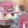 Children Learning Desk and Chair Set Pink Desk Set Height Adjustable with Drawers and Storage Compartments Curved Desktop Cartoon Learning Desks and Chairs Reading/Learning/Writing for Girls (Pink) view 4
