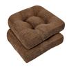 downluxe Chair Cushions for Dining Chairs 2 Pack, Tufted Indoor Chair Pads with Non-Slip Bottom, U-Shaped Kitchen Chair Cushions, 17"x17"x4", Brown view 1