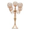 2 Pack 5 Arm Crystal Candelabra Centerpieces with Crystal Candle Holder Bowl, 21.5 Inch Tall Crystal Candle Holders for Home Wedding Anniversary Dinner Party Table Decoration Gold view 1