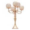 2 Pack 5 Arm Crystal Candelabra Centerpieces with Crystal Candle Holder Bowl, 21.5 Inch Tall Crystal Candle Holders for Home Wedding Anniversary Dinner Party Table Decoration Gold view 4