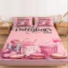 Valentine's Day Fitted Sheet Twin XL Size,Dessert Macaron Cake Drinks Bottom Sheets Bedding Set 2pcs for Girls Women Room Decor,Romantic Pink Deep Pocket Bed Sheet&Pillowcases view 1