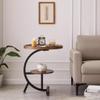2-Tier Round C Shaped Corner Side Table End Table, Wooden Sofa Coffee Table for Living Room Balcony, for Small Space, Living Room, Bedroom, Modern Furniture, Storage Shelf (Size : 40 * 60cm) view 4