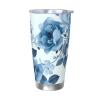 20oz Tumbler with Lid Vacuum Insulated Tumbler Blue Flower Floral Pattern Roses1 Stainless Steel Car Cup Insulated Coffee Mug for Travel Reusable Double Walled Thermal Cup for Hot Cold Drinks view 1