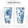 20oz Tumbler with Lid Vacuum Insulated Tumbler Blue Flower Floral Pattern Roses1 Stainless Steel Car Cup Insulated Coffee Mug for Travel Reusable Double Walled Thermal Cup for Hot Cold Drinks view 2