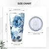 20oz Tumbler with Lid Vacuum Insulated Tumbler Blue Flower Floral Pattern Roses1 Stainless Steel Car Cup Insulated Coffee Mug for Travel Reusable Double Walled Thermal Cup for Hot Cold Drinks view 3