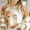 Birthday Gifts for Women, Monogrammed Initial Glass Cup Personalized Gifts for Women, 16oz Glass Cups with Lids and Straws, Iced Coffee Cup, Beer Can Shaped Glass - Gifts for Christmas, Birthday, R view 3