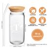 Birthday Gifts for Women, Monogrammed Initial Glass Cup Personalized Gifts for Women, 16oz Glass Cups with Lids and Straws, Iced Coffee Cup, Beer Can Shaped Glass - Gifts for Christmas, Birthday, T view 2