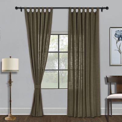 Fcosie Sepia Linen Room Darkening Curtains Tab Top Draperies Thermal Insulated Drapes Noise Reduction Panels Light Reducing Window Curtains Privacy Protection Drapery, 50" W x 108" L, 2 Panels