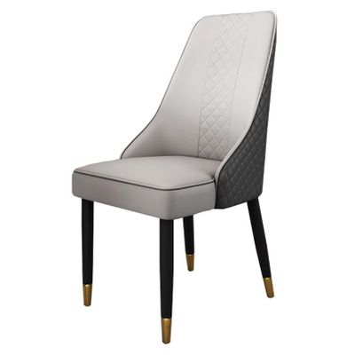 Country Dining Chair Farmhouse Faux Leather Chair with High Curved Back and Solid Wood Legs, Lounge Hospitality Chair Side Chair for Kitchen/Bedroom/Dining Room