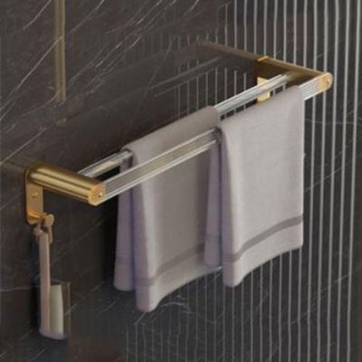 Bathroom Hardware Set, Gold Bath Accessories Wall Mounted Towel Rack,Towel Bar,Toilet Brush,Towel Hooks,Paper Holder,Double Bars
